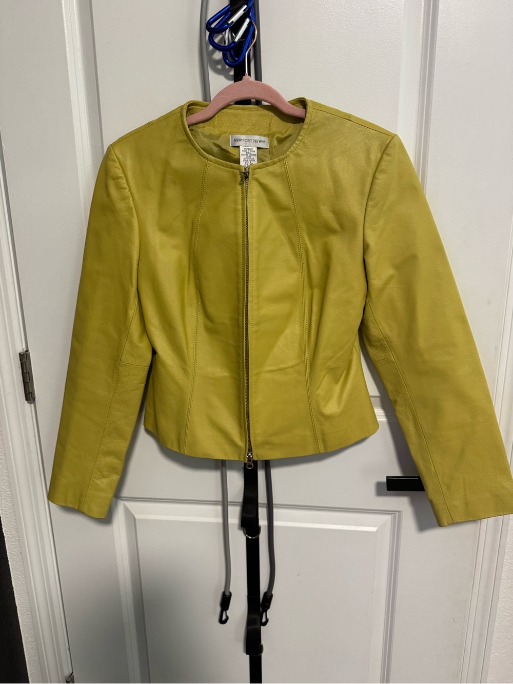 Newport News Lime Green Leather Zip-Front Jacket